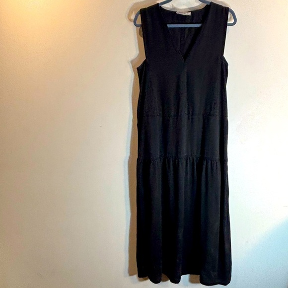 EVERLANE Sz L 100% Tencel Washed Out Look Tiered Flowy Pockets Sleeveless Dress - Picture 2 of 10